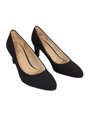Abella True Comfort Black Fabric Pointed Toe Pumps 7M Like New Cushioned